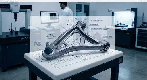 High-strength automotive control arm forged from premium alloy